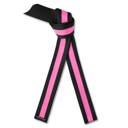 Deluxe Breast Cancer Awareness Black Belt Pink Stripe