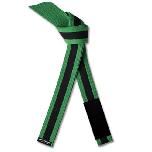 Embroidered Jujitsu Rank Belt Green Stripe