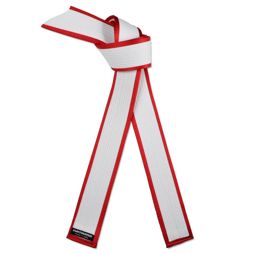 Deluxe Master White Belt with Red Satin Border