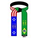Embroidered American Brazil Flag Martial Arts Belt