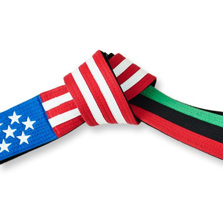 Embroidered American Pan African Flag Martial Arts Belt Tied