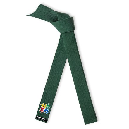 Embroidered Autism Awareness Martial Arts Rank Belt Dark Green