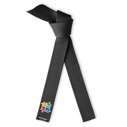 Embroidered Autism Awareness Martial Arts Deluxe Black Rank Belt