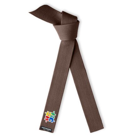 Embroidered Autism Awareness Martial Arts Deluxe Brown Rank Belt