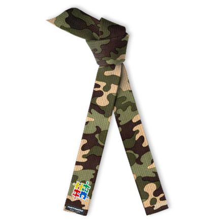 Embroidered Autism Awareness Martial Arts Deluxe Camouflage Rank Belt