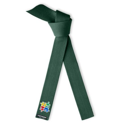 Embroidered Autism Awareness Martial Arts Deluxe Dark Green Rank Belt