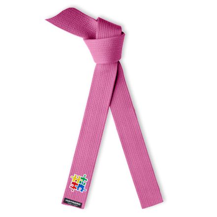 Embroidered Autism Awareness Martial Arts Deluxe Pink Rank Belt