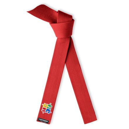 Embroidered Autism Awareness Martial Arts Deluxe Red Rank Belt
