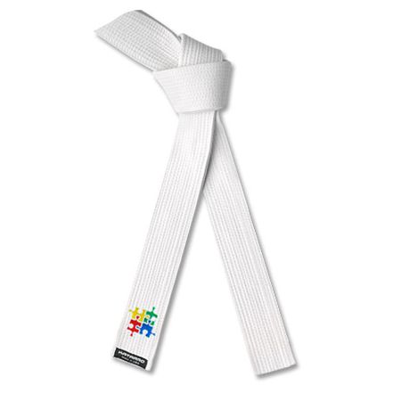 Embroidered Autism Awareness Martial Arts Deluxe White Rank Belt