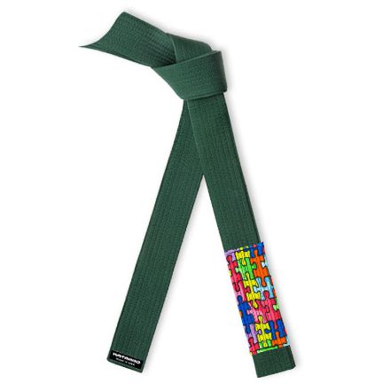 Autism Awareness Jujitsu BJJ Dark Green Belt Puzzle