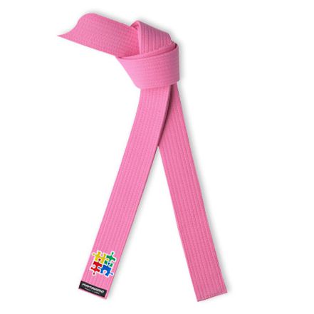Embroidered Autism Awareness Martial Arts Rank Belt Pink