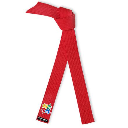 Embroidered Autism Awareness Martial Arts Rank Belt Red