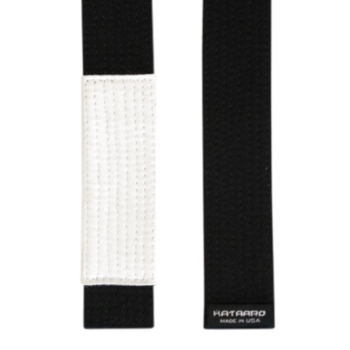 BJJ Jujitsu Black Belt with White Sleeve Ends