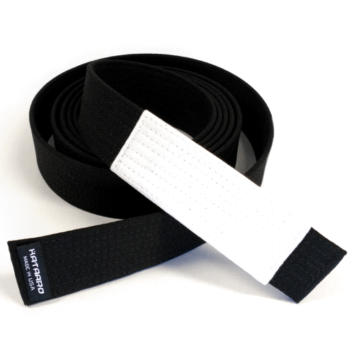 BJJ Jujitsu Black Belt with White Sleeve Rolled