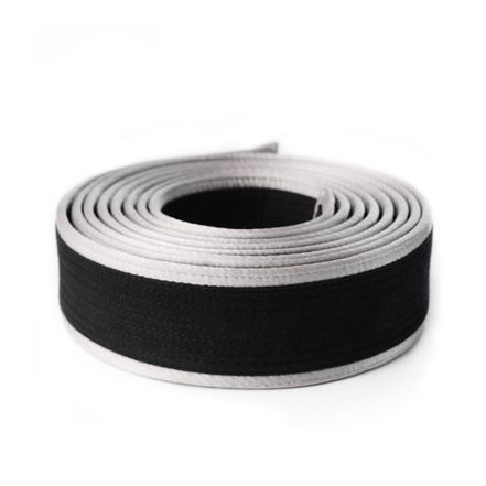 Deluxe Master Black Belt Silver Satin Border Rolled