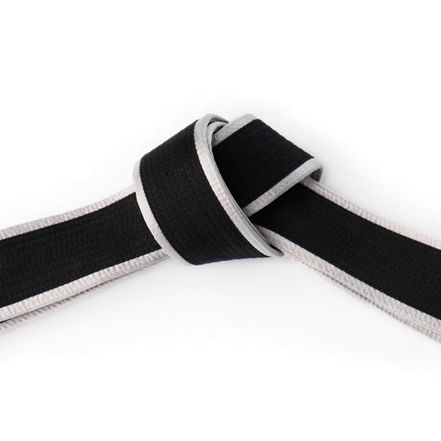 Deluxe Master Black Belt Silver Satin Border Tied