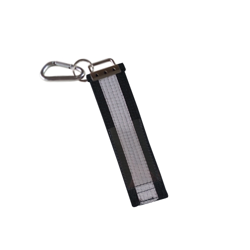 Karate Belt Luggage Tag - Black Satin Silver Stripe back