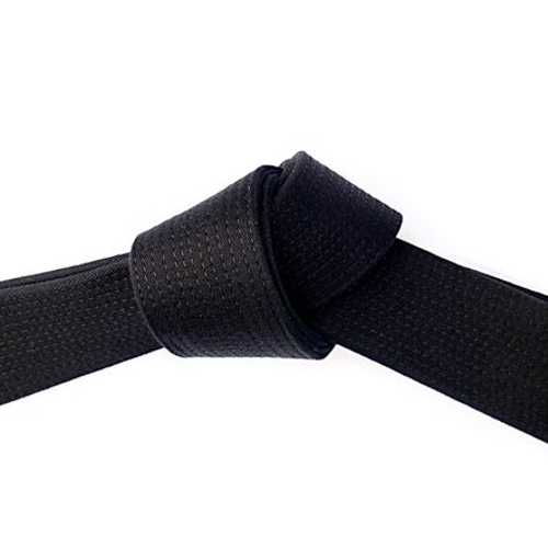 Embroidered Six Sigma Jujitsu Black Belt with White Sleeve Tied