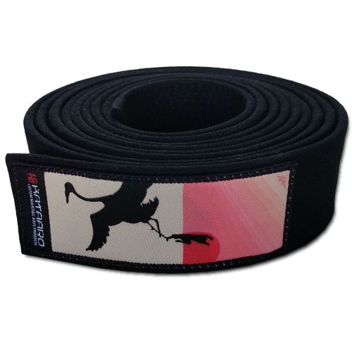 Brushed Cotton Warrior Black Belt - Crane Rolled