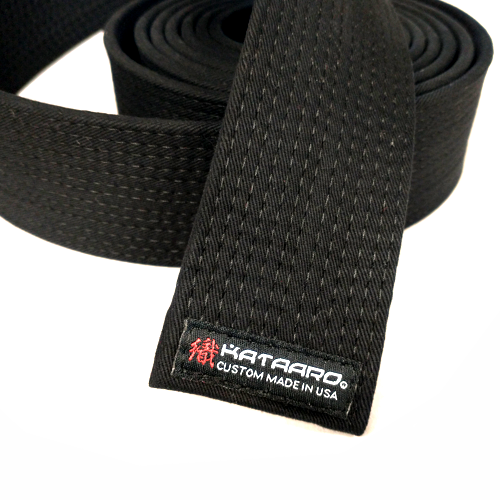 Deluxe Brushed Cotton Martial Arts Black Belt Unrolled Label