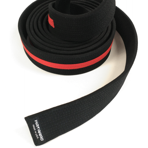 Deluxe Black Belt with 1/2" Red Stripe (Clearance Item)