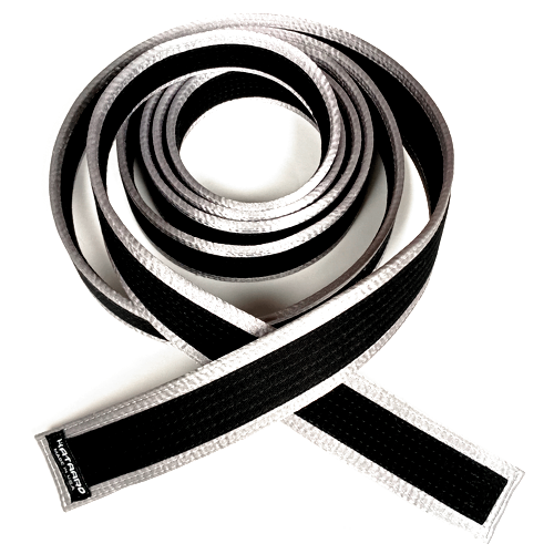 Satin Black Belt with Silver Satin Border narrow