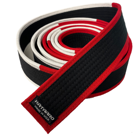 Deluxe Black Belt with Red and White Panel Border (Clearance Item)