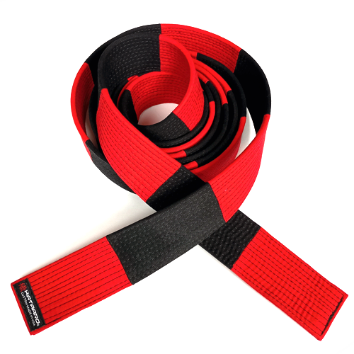 Prototype Red Black Panel Belt Black Stitching