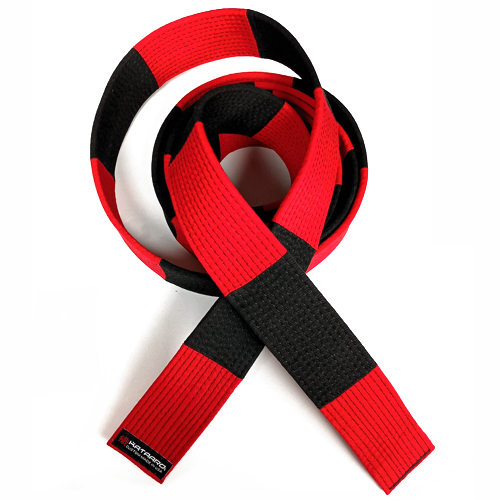 Prototype Red Black Panel Belt Black Stitching