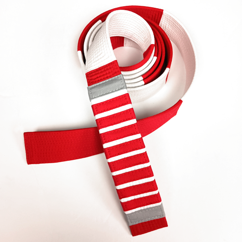 Prototype Red Black Panel Belt Black Stitching