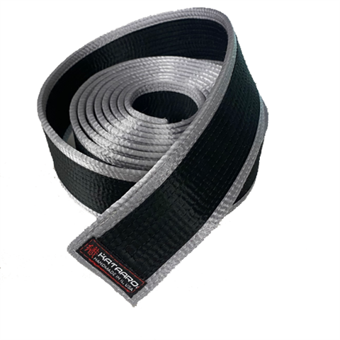 Deluxe Red Core Master Satin Black Belt with Silver Satin Border (Clearance Item)
