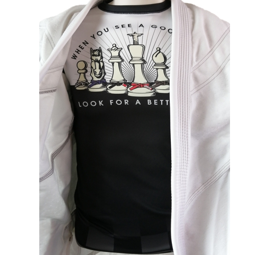 Jujitsu BJJ Rash Guard with Modern Flow Chess Pieces Gi