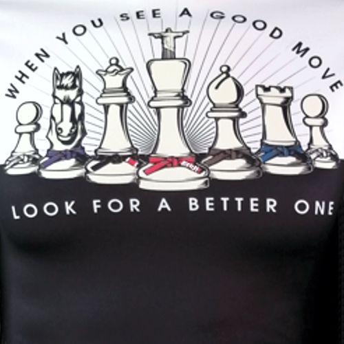 Jujitsu BJJ Rash Guard with Modern Flow Chess Pieces Close