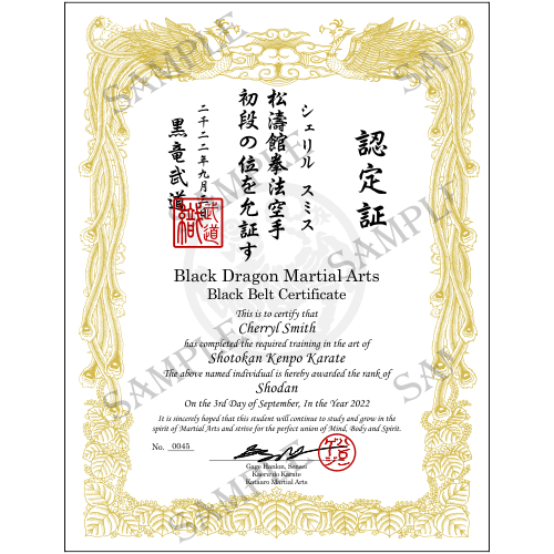 Custom Japanese Martial Arts Certificate