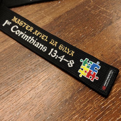 Embroidered Autism Awareness Martial Arts Black Belt Puzzle