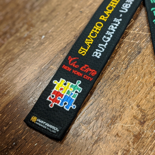 Embroidered Autism Awareness Martial Arts Black Belt