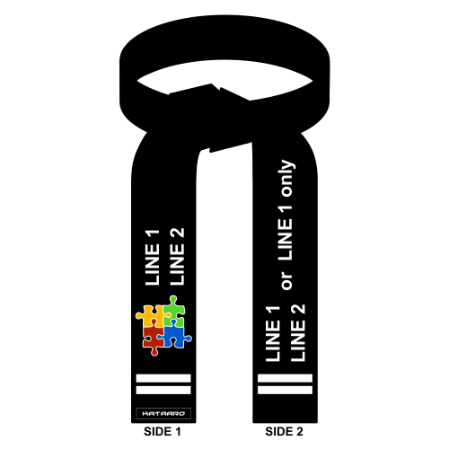 Embroidered Autism Awareness Martial Arts Black Belt Puzzle