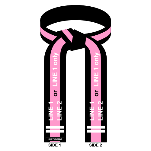Embroidered Breast Cancer Awareness Black Belt Pink Stripe Rank Belt