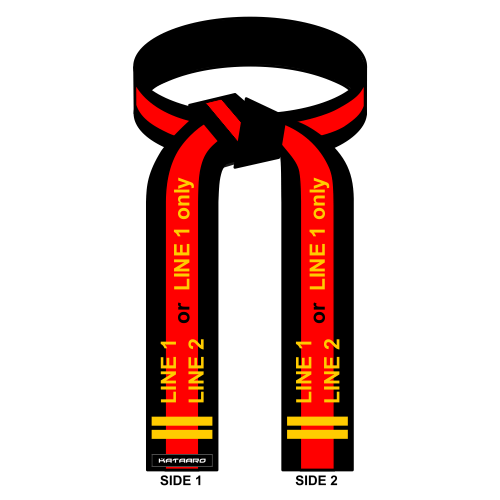 Embroidered Martial Arts Black Belt with Red Stripe