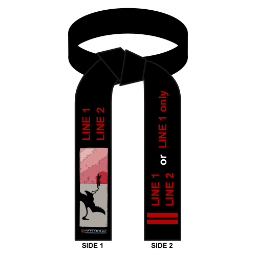 Embroidered Karate Warrior Black Belt with Crane Patch