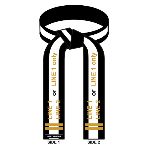 Embroidered Karate Black Belt with White Stripe