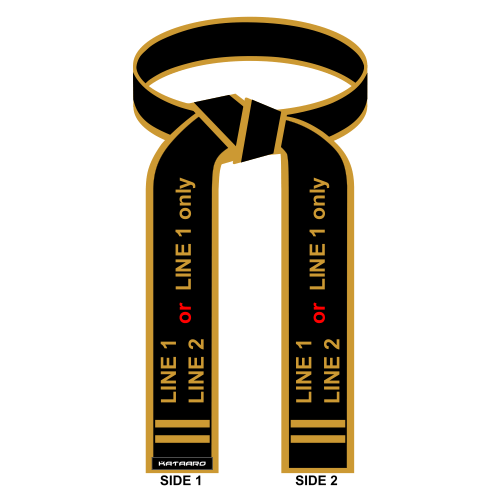 Embroidered Martial Arts Master Black Belt with Satin Gold Border