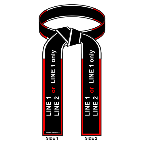 Embroidered Master Black Belt with Red and White Coral Panel Border