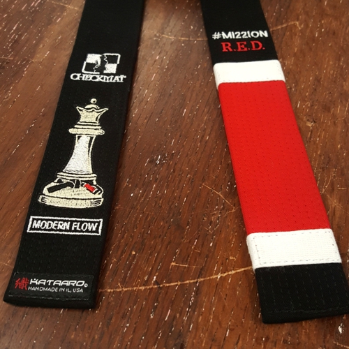 Embroidered Chess Piece Checkmat Queen Black Belt - Modern Flow