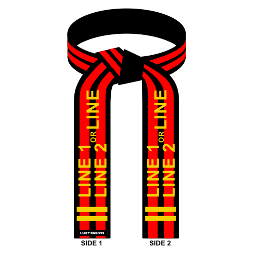 Embroidered Martial Arts Black Belt with Double Red Stripe