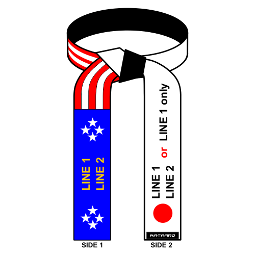 Embroidered American Japanese Flag Martial Arts Belt