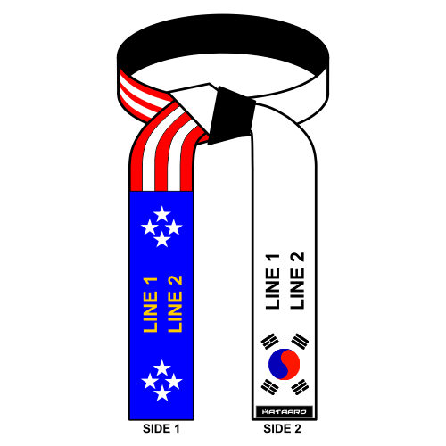 Embroidered American Korean Flag Martial Arts Belt