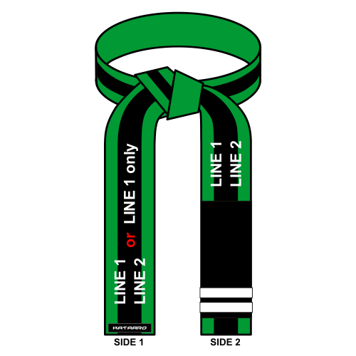 Embroidered Jujitsu BJJ Green Rank Belt Black Stripe