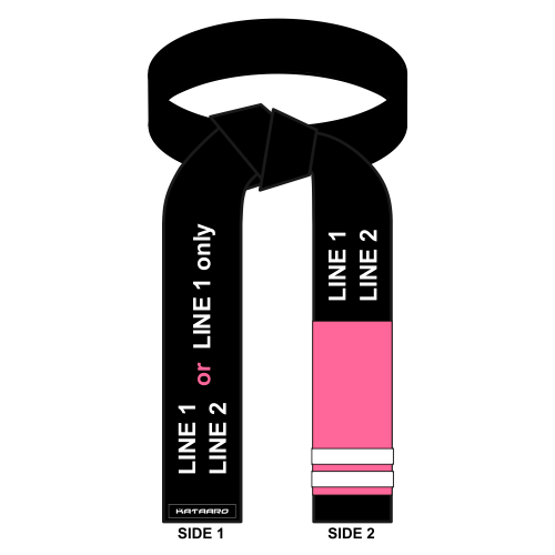 Embroidered Breast Cancer Jujitsu BJJ Black Belt Pink Sleeve