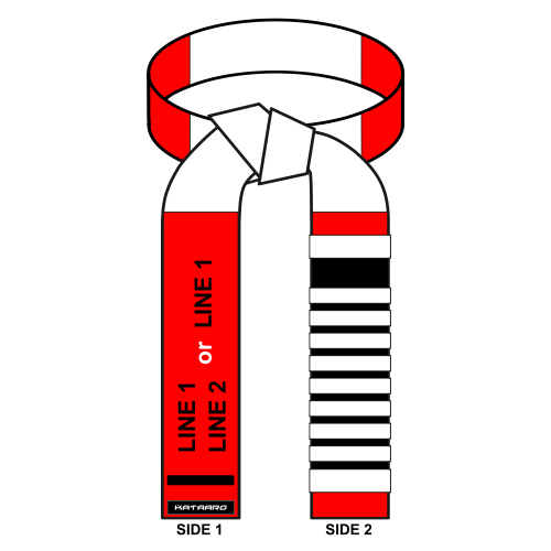 Embroidered Jujitsu BJJ Red White Panel Coral Belt